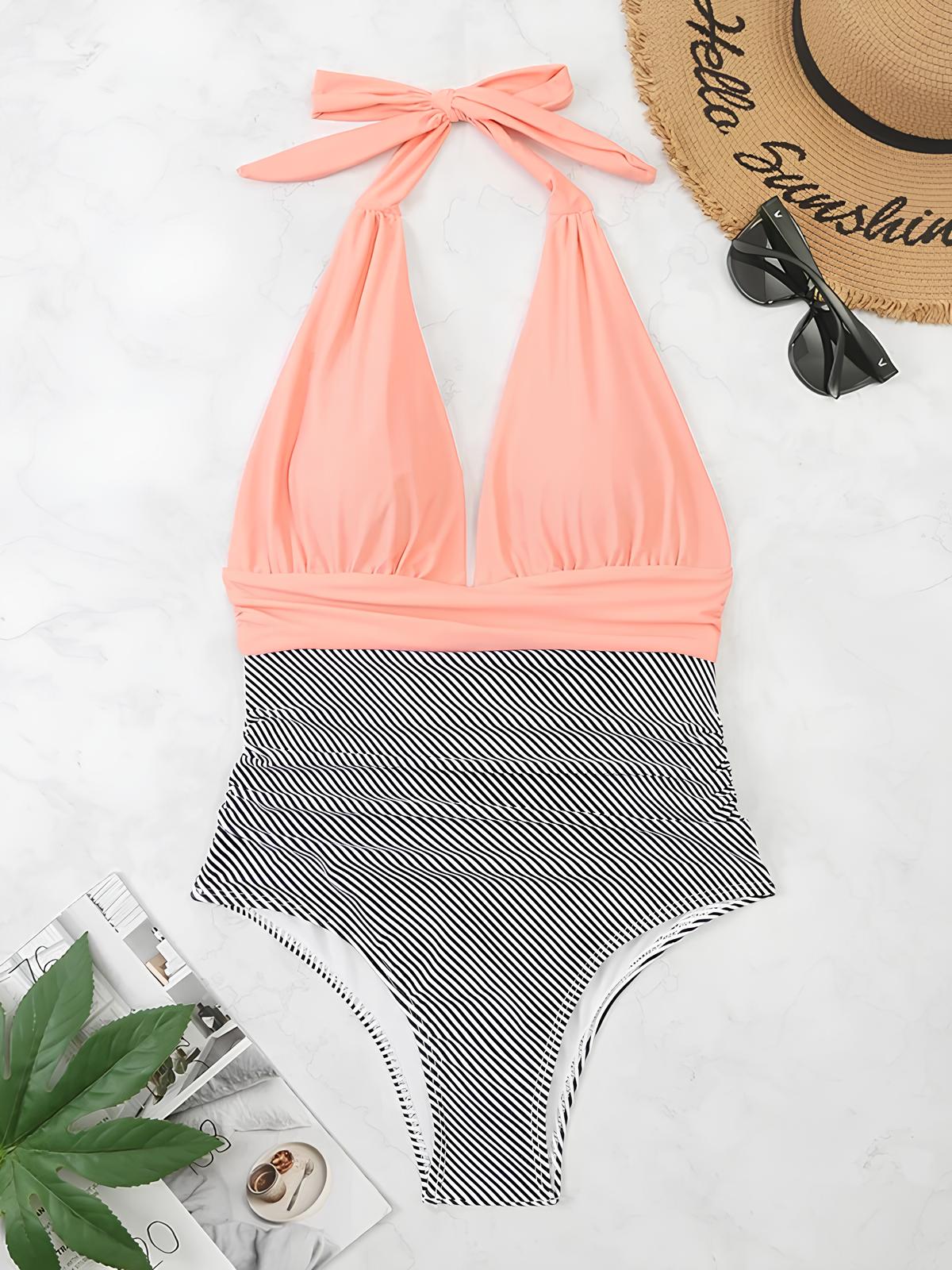 Swimsuit With Deep V-Neckline And Draped Fit