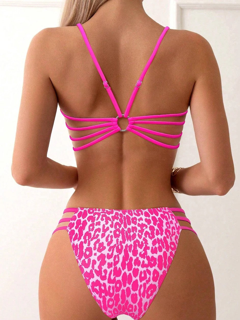 High-Waisted Animal Print Bikini With Side Details
