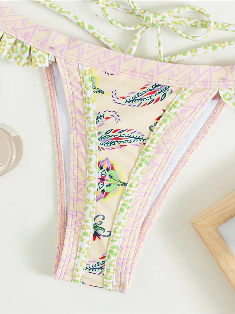 High-Waisted Printed Bikini With Delicate Ruffles