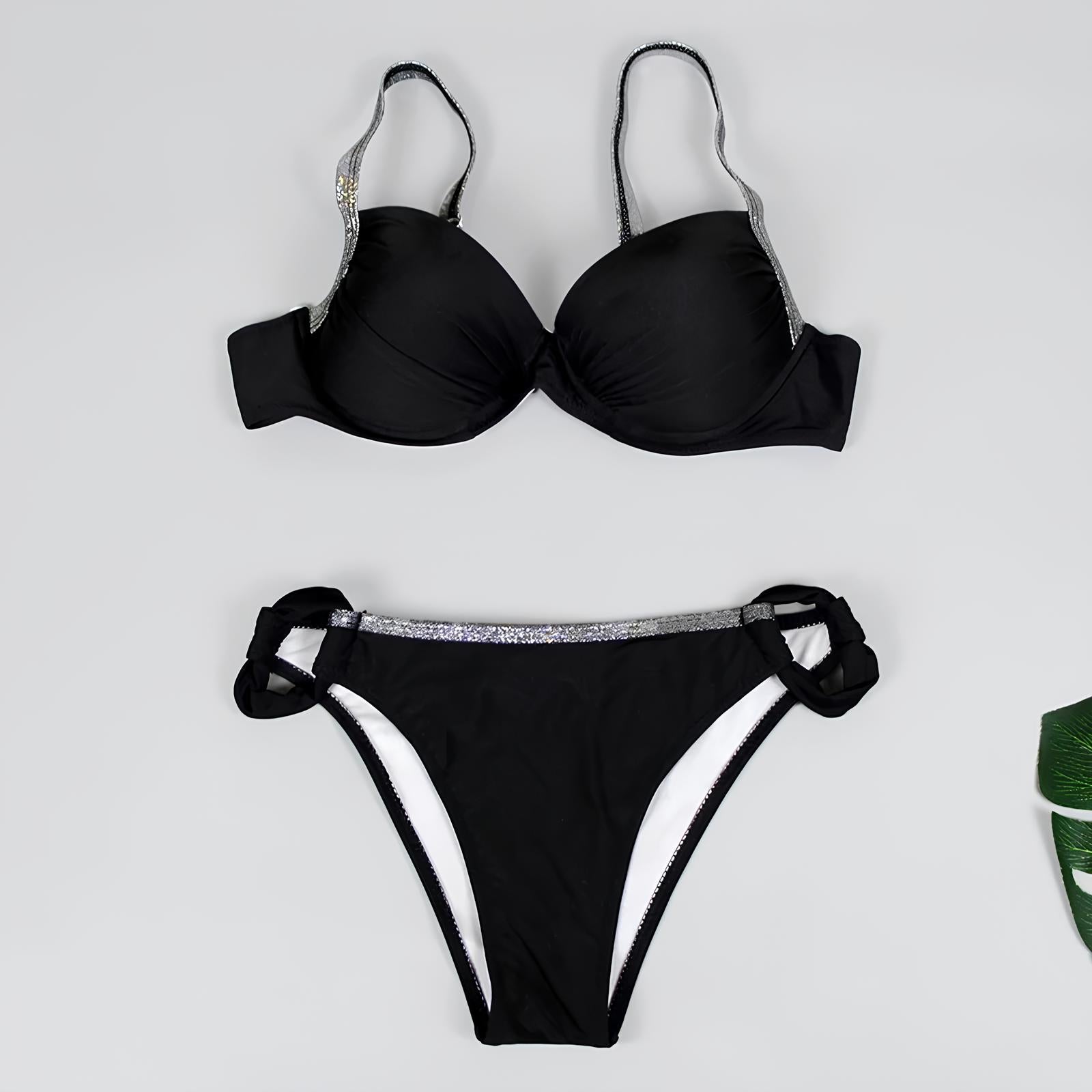 Two-Tone Bikini With Structured Padding And Draped Detail