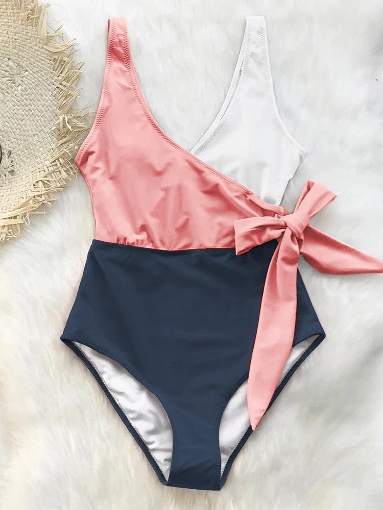 Wrap Swimsuit With V-Neckline And Side Tie