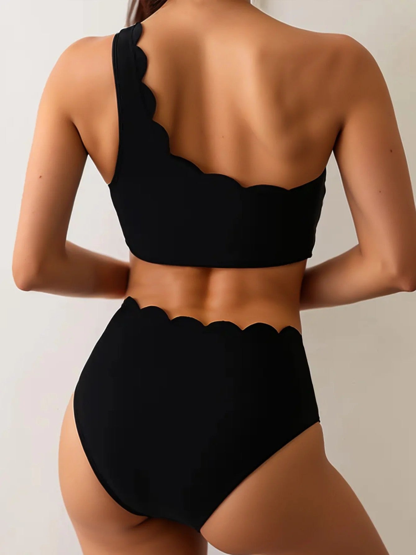 High-Waisted Asymmetrical Bikini With Wavy Cutout