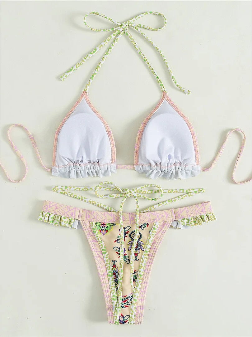 High-Waisted Printed Bikini With Delicate Ruffles