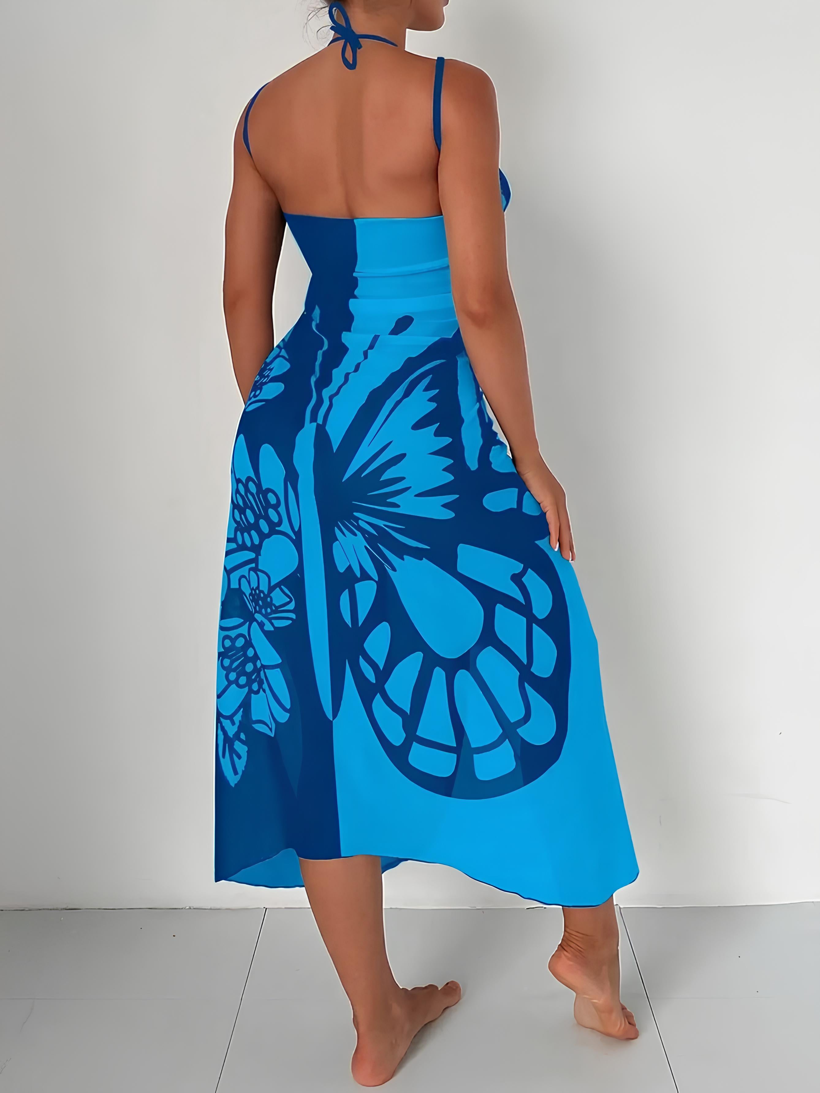 Butterfly Printed Cover-Up With Versatile Tie