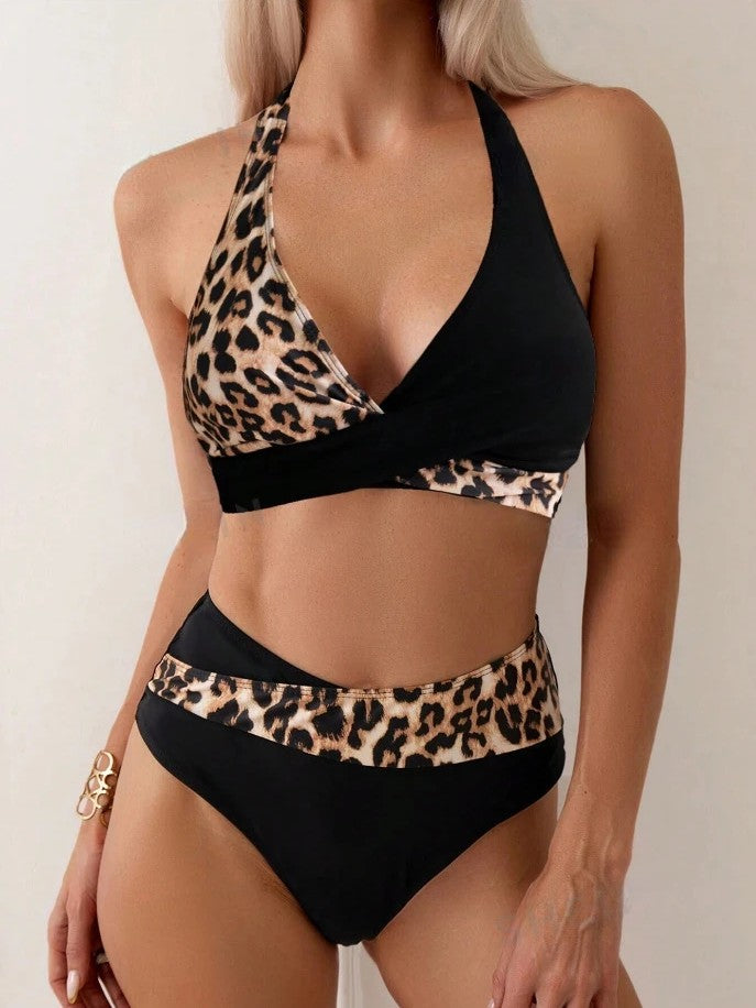 High-Waisted Bikini With Asymmetrical Cutout And Wrap Top