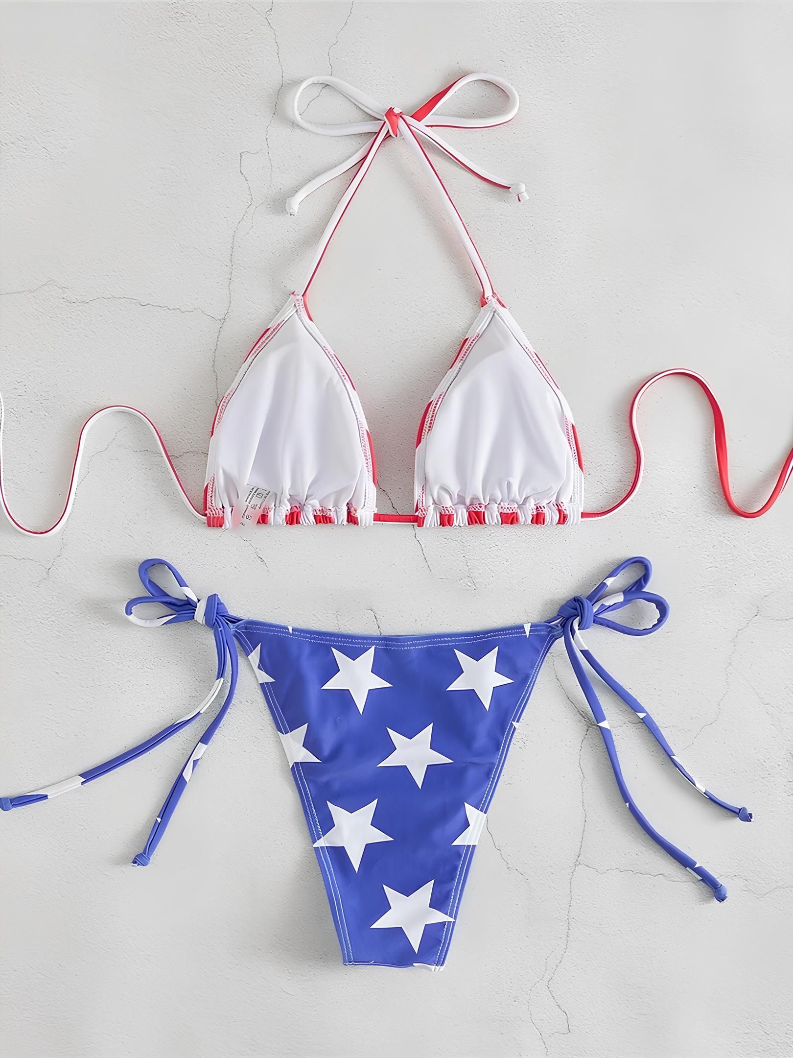 Printed Triangle Bikini With Side Tie