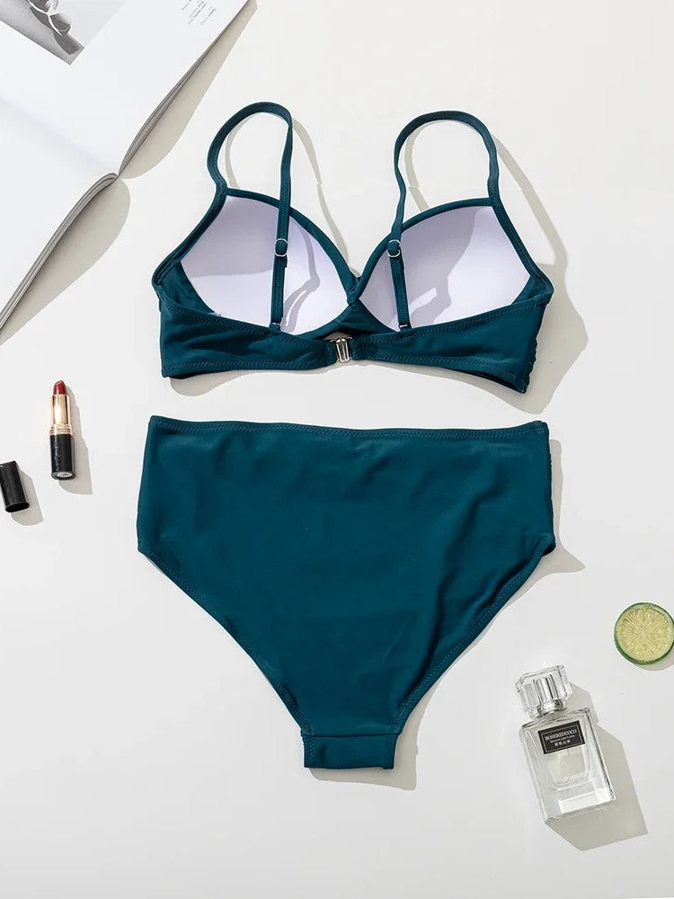 High-Waisted Bikini With Draped Wrap Top