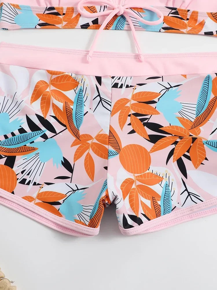 Bikini Top With Tie And Beach Printed Shorts