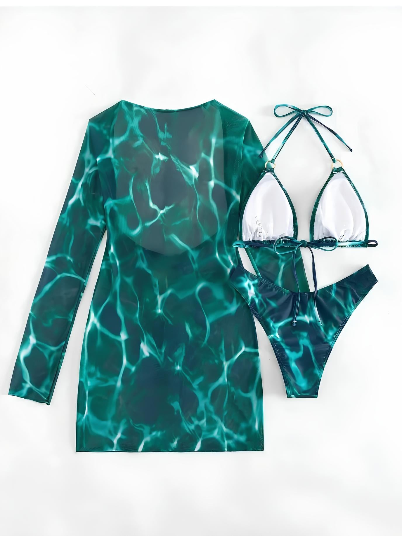Long-Sleeve Cover-Up Set With Cutouts And Ring Details
