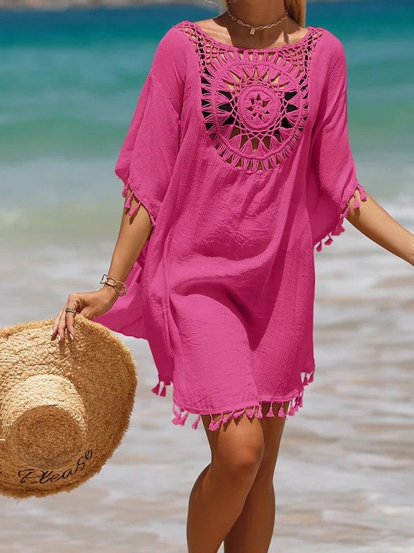 Short Cover-Up With Crochet And Handmade Fringe