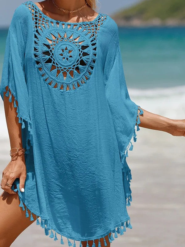 Short Cover-Up With Crochet And Handmade Fringe
