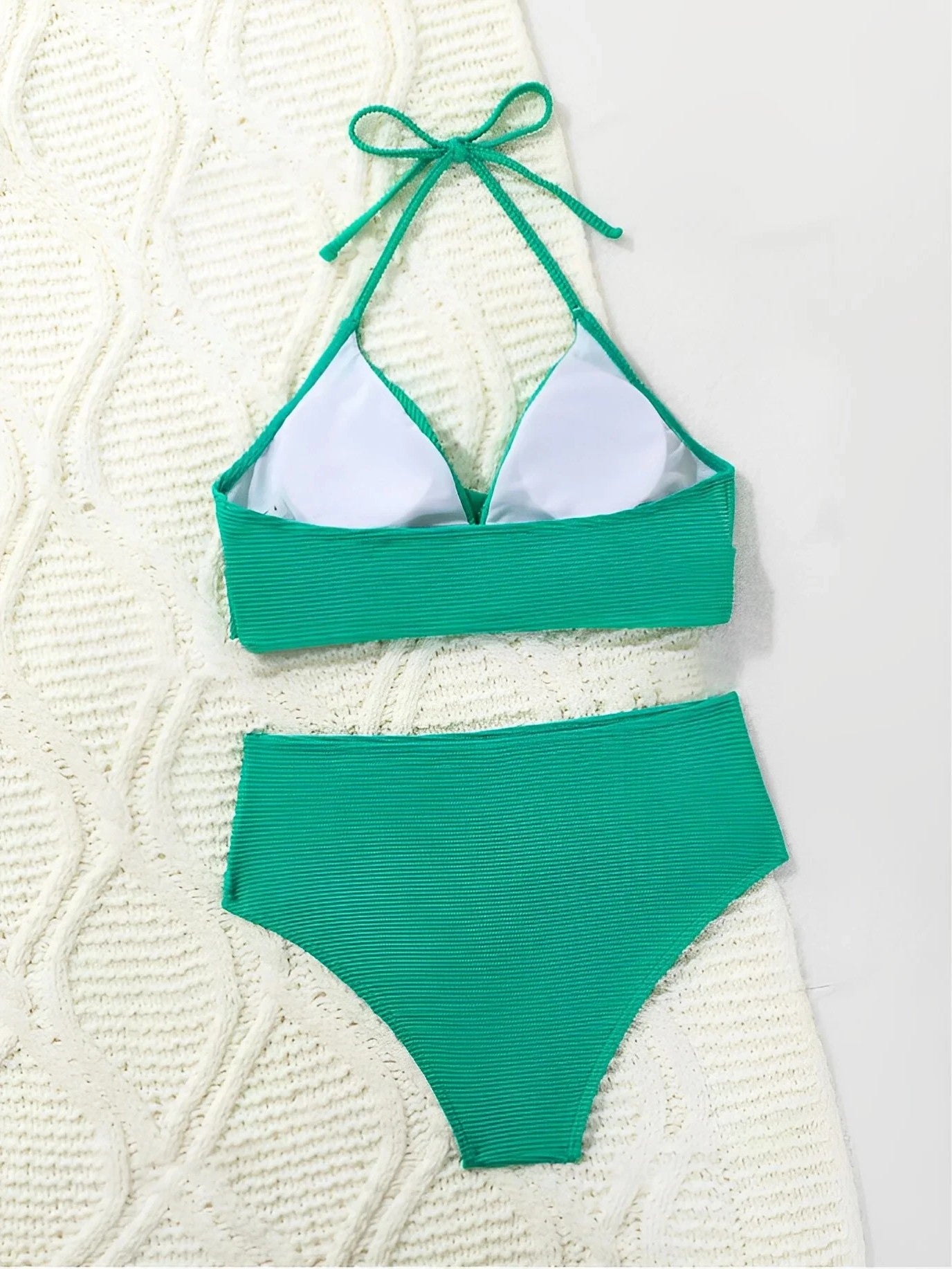 High-Waisted Textured Bikini With Wrap Top