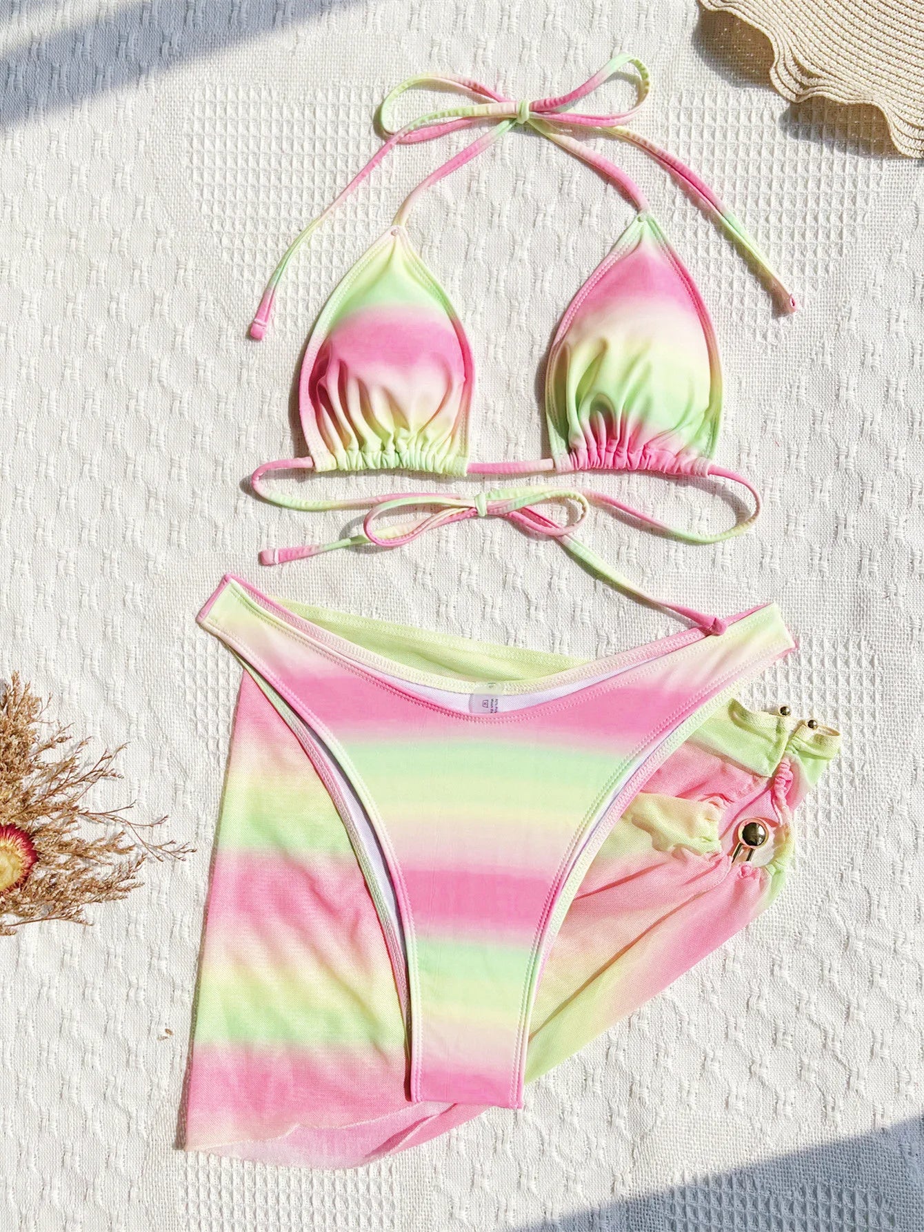 Triangle Bikini Set With Ombre Mini Skirt