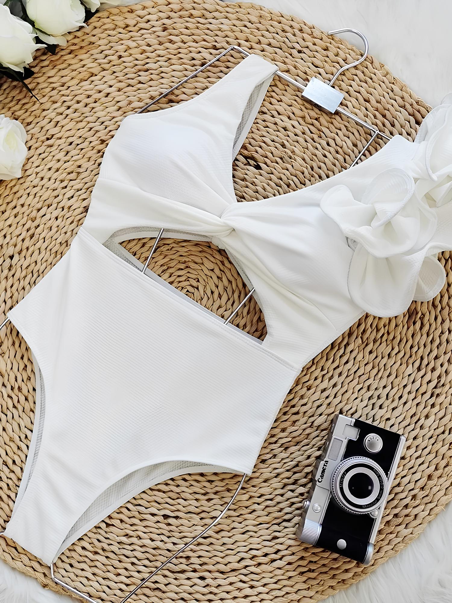 Swimsuit With Asymmetrical Cutouts And Structured Ruffle