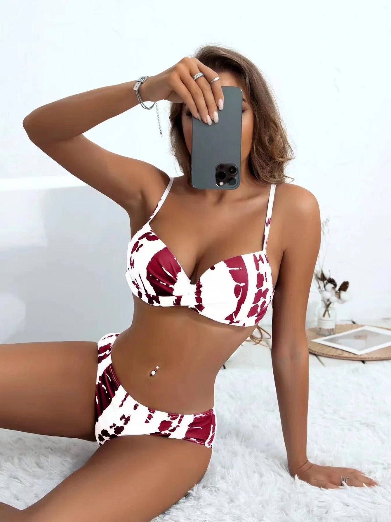Printed Bikini With Structured Top And Twisted Detail