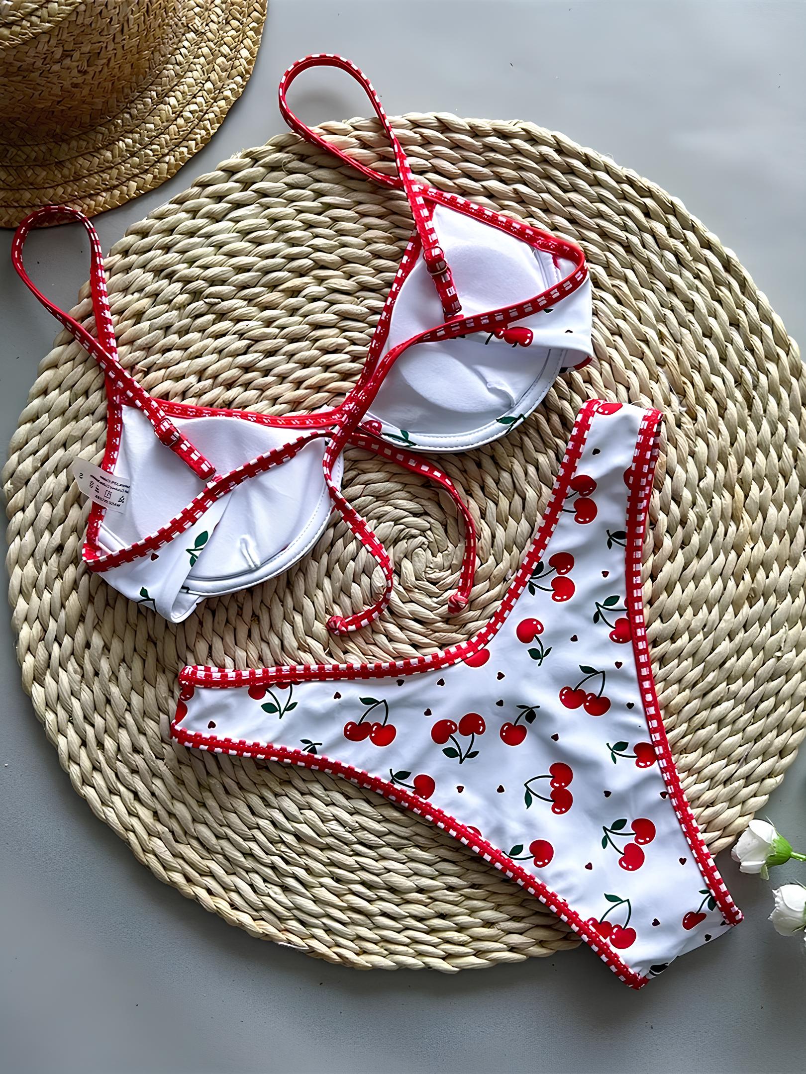 High-Waisted Printed Bikini With Padding And Small Bow
