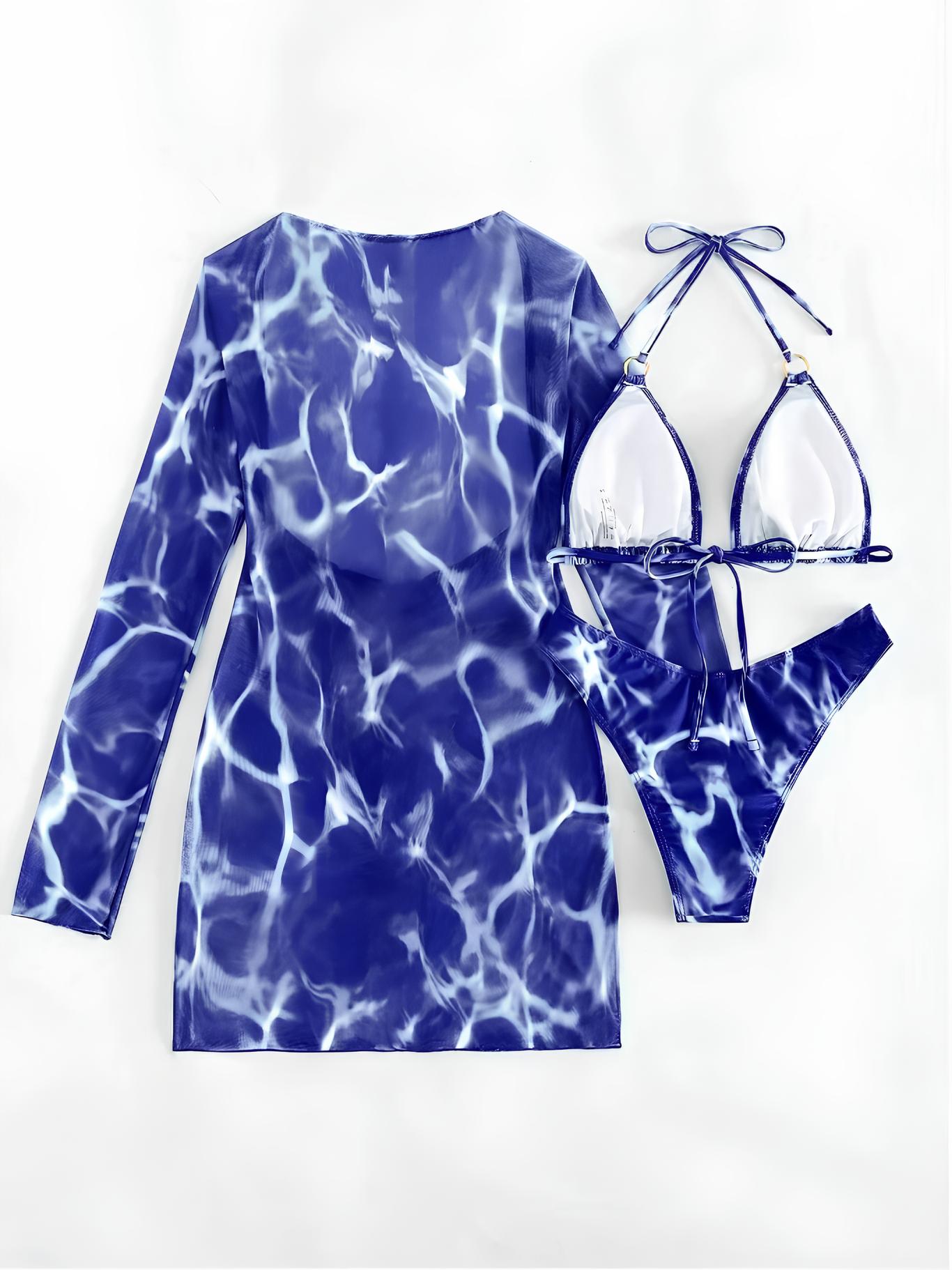 Long-Sleeve Cover-Up Set With Cutouts And Ring Details