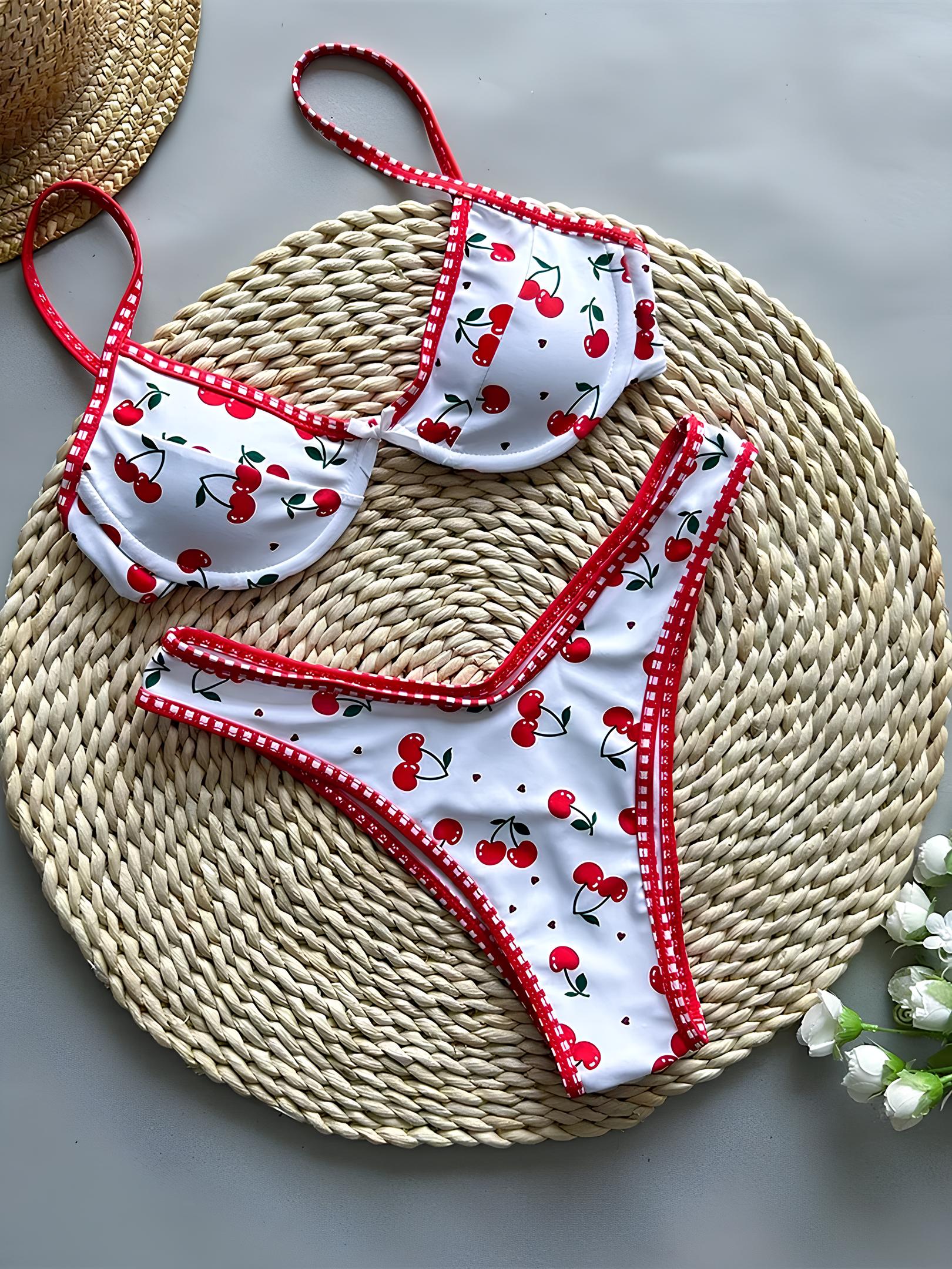 High-Waisted Printed Bikini With Padding And Small Bow