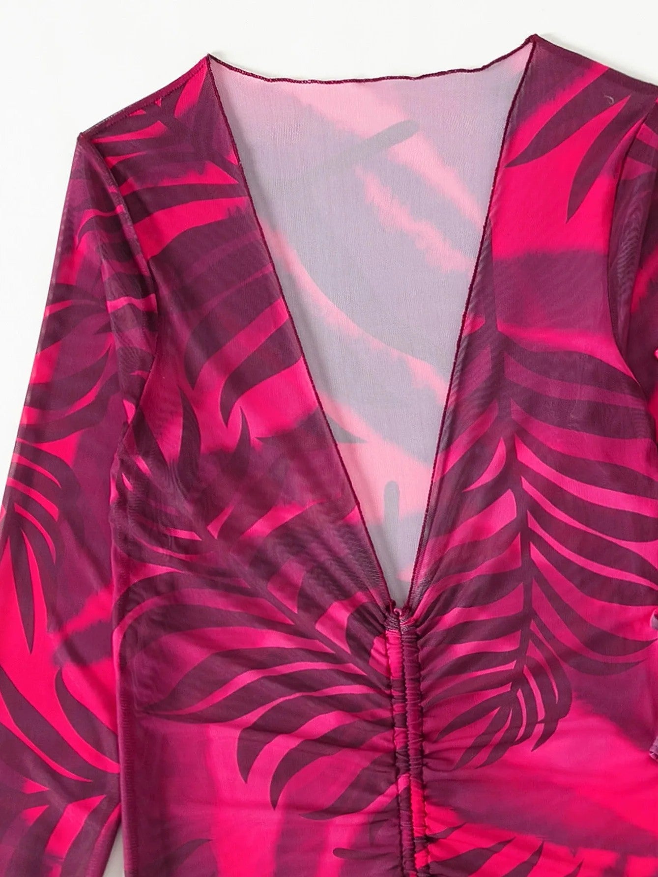 Bikini And Printed Long-Sleeve Cover-Up Set