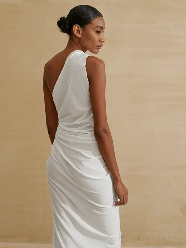 Asymmetrical Cover-Up With Draping And Side Slit