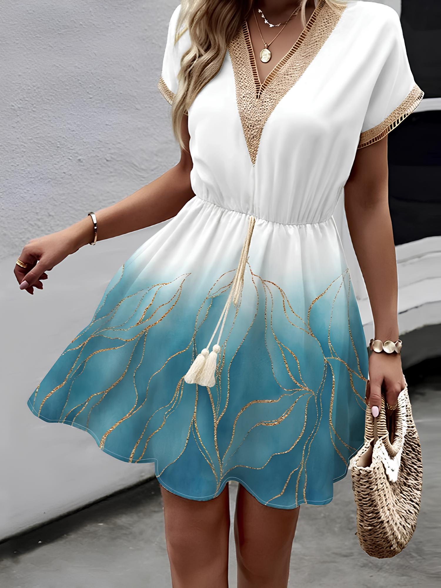Short Cover-Up With Tie And Elegant Print