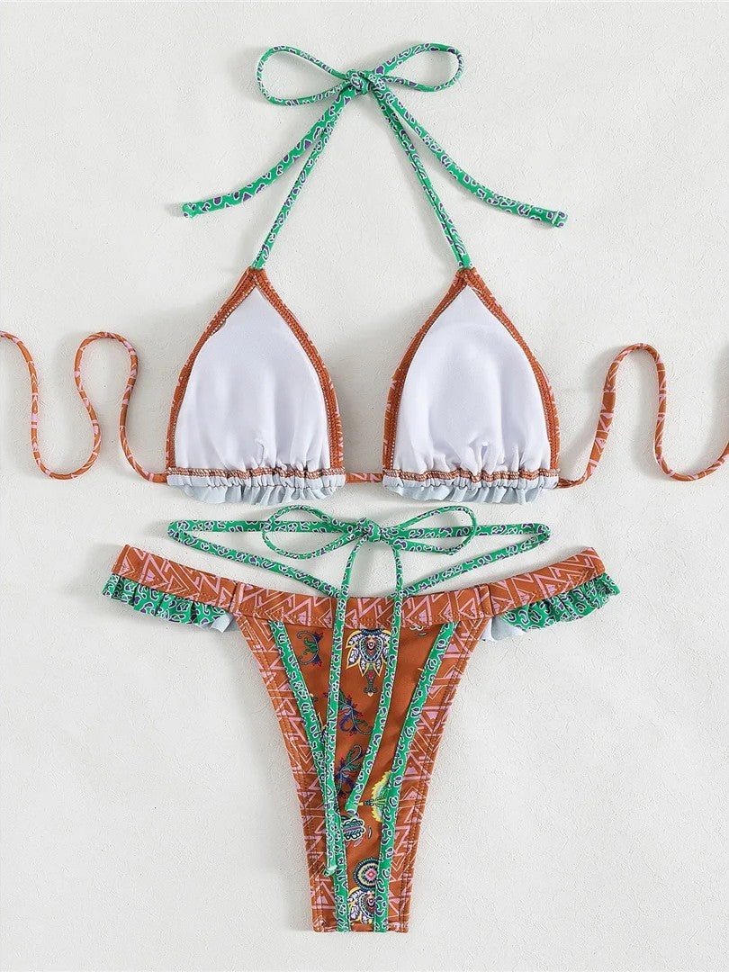 High-Waisted Printed Bikini With Delicate Ruffles