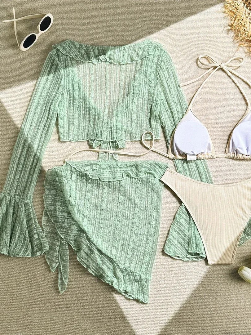 Triangle Bikini Set With Top And Tulle Skirt
